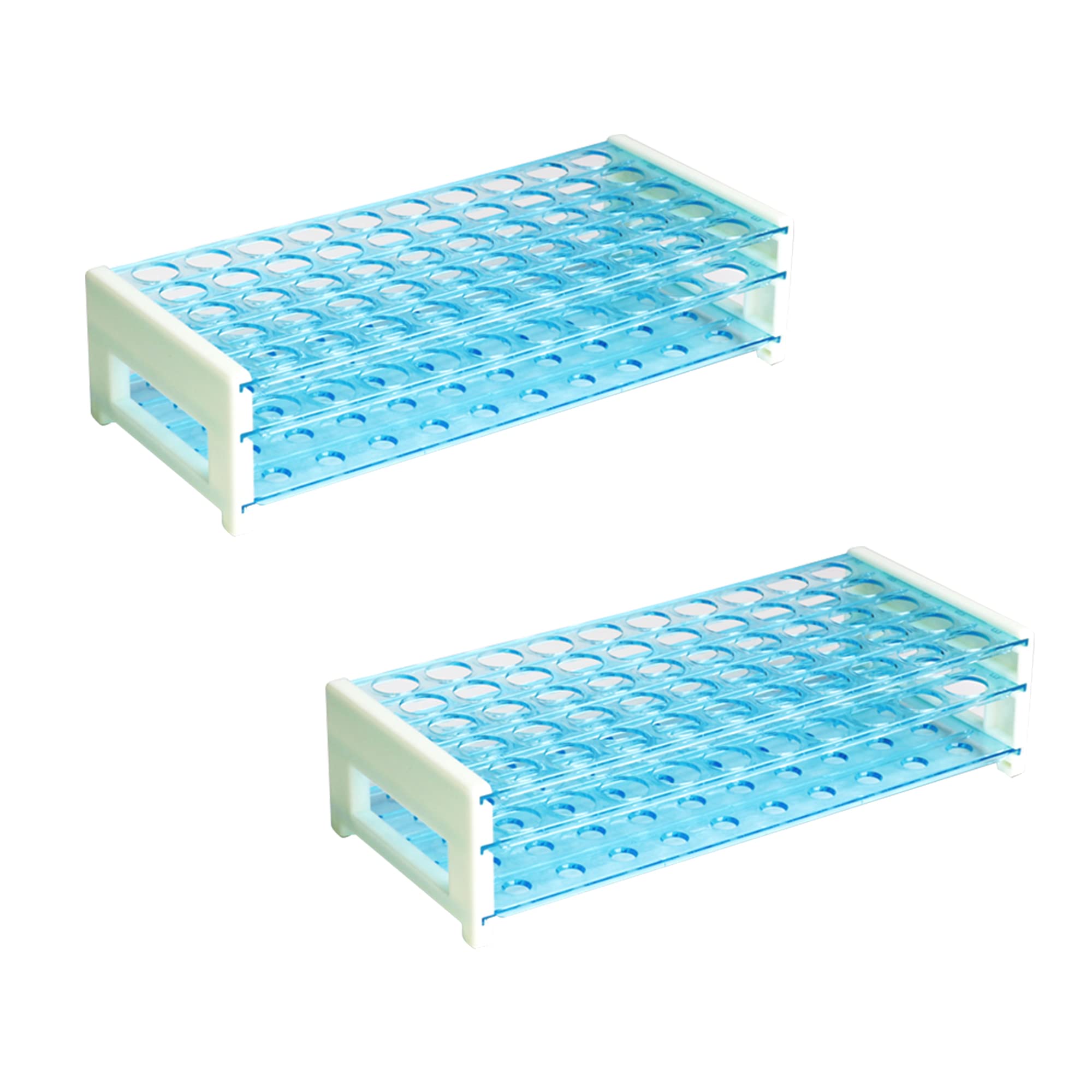 Okulab Detachable Plastic Tube Rack Set, 2pcs, Suitable for Tubes of Dia.≤17mm, 50 Holes Test Tube Holder, for Classroom, Lab,TTRP50A2