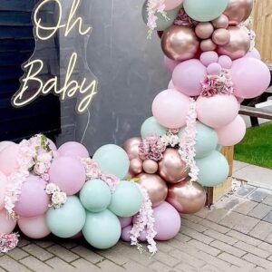 YSF Rose Gold Pink Balloon Arch Kit Lavender Balloon Garland 182pcs Latex Pastel Green Light Pink Purple Party Balloons for Bridal Shower Bachelorette Wedding Birthday Decoration…