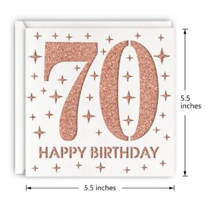 MAGJUCHE Rose Gold 70th Birthday Card, Laser Cut Glitter Woman Age 70 Birthday Gift For Mother, Wife, Sister