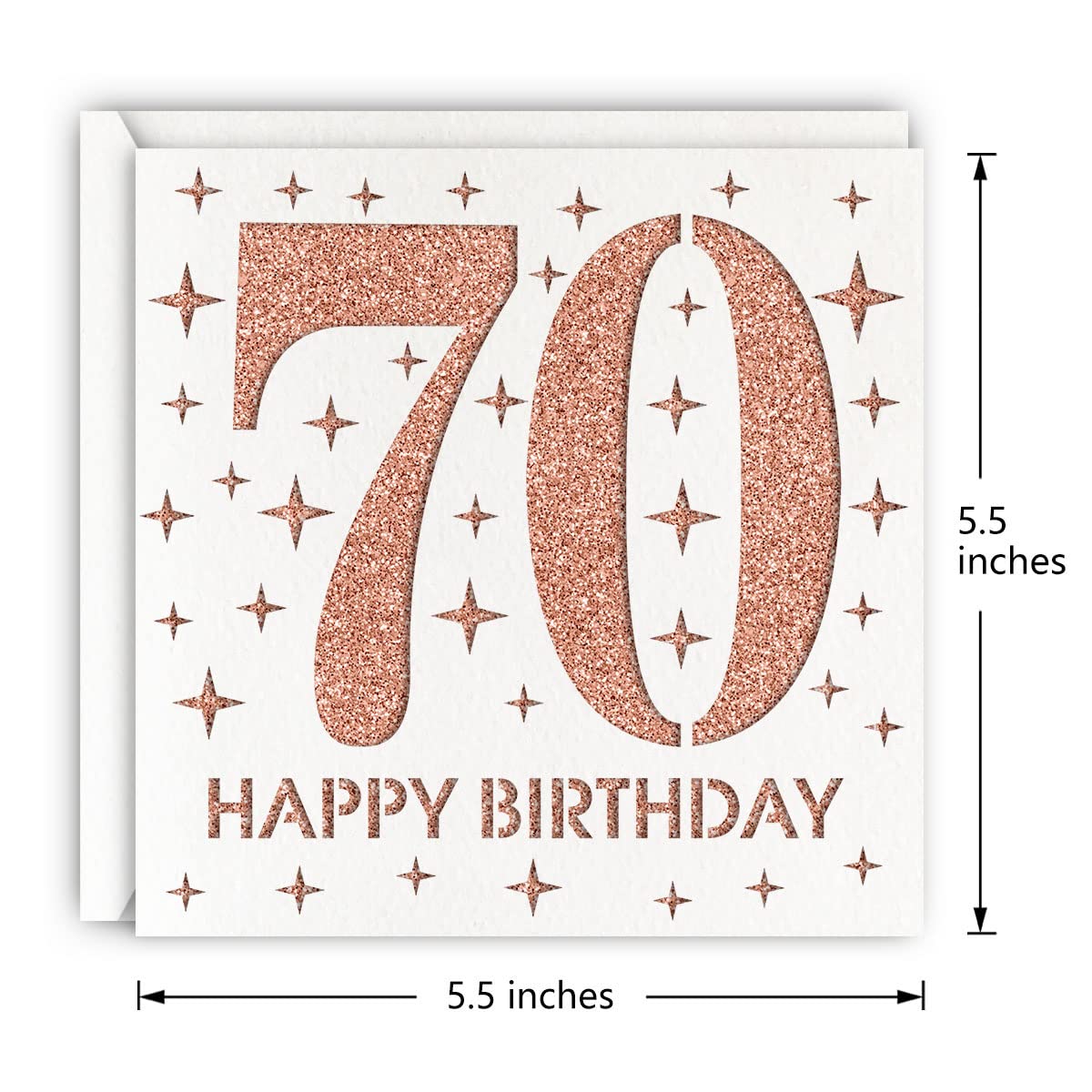 MAGJUCHE Rose Gold 70th Birthday Card, Laser Cut Glitter Woman Age 70 Birthday Gift For Mother, Wife, Sister