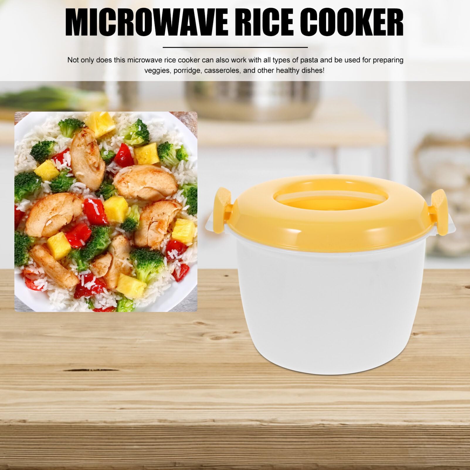 Hemoton Microwave Rice Maker Microwave Rice Cooker Rice Steamer: Round Microwave Food Container Microwaveable Rice Pasta Cooker Includes Spoons Microwave Rice Steamer for Rice Chicken Pasta Rice