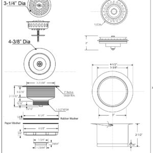 Westbrass CO2195S-12 Combo Pack 3-1/2" Wing Nut Twist Style Large Basket Extra-Deep Collar Kitchen Sink Waste Disposal Flange with Strainer Stopper, Oil Rubbed Bronze