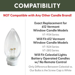 612 Vermont Plastic Shatterproof Ultra-Bright LED Window Candle Replacement Bulbs (VT-9222-4R-W, Pack of 4)