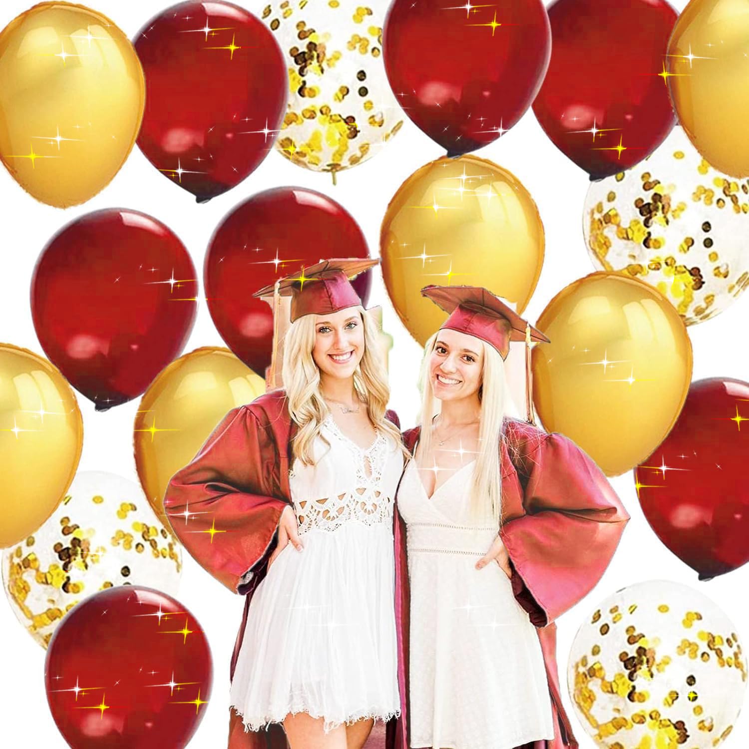 Graduation Decorations Red Gold 2024/Red Gold Graduation Party Decorations 2024 USC/Red Gold Balloons of 30pcs for Birthday Party/Christmas/Picnic Party Red Gold