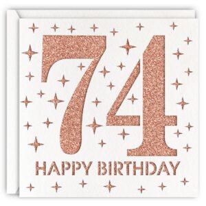 magjuche rose gold 74th birthday card, laser cut glitter woman age 74 birthday gift for mother, wife, sister