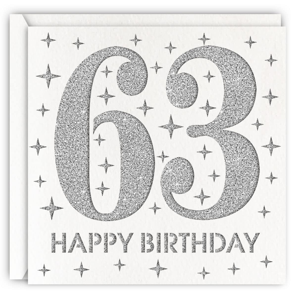 MAGJUCHE Silver 63rd Birthday Card, Laser Cut Glitter Woman Man Age 63 Gift For Husband, Wife, Father