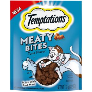 temptations meaty bites soft and savory cat treats tuna flavor, 4.12 oz. pouch