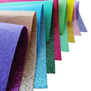 Glitter Felt, Glitter Sheets, 8 x12 inches Felt Glitter for Craft, 20pcs Pack Glitter Felt Fabric Square for for Party Project