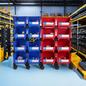 AERCANA Movable stacking storage bins tool storage bins for workshop,garage,warehouse,Red, 8-Pack