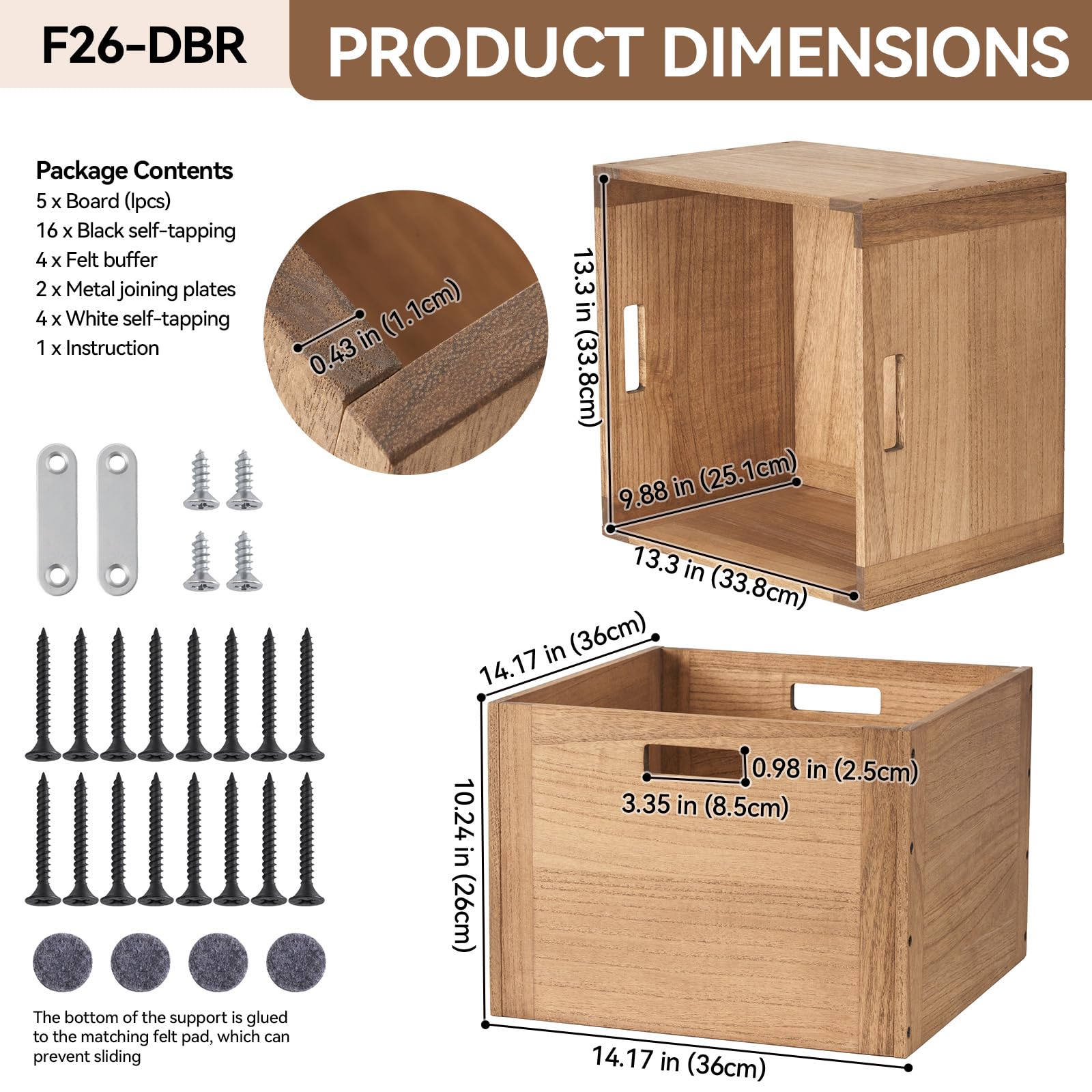 Kirigen Modular Open Storage Cube F26-DBR