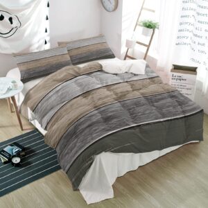 chees d zone 3 pieces bedding duvet cover set vintage country style,ultra soft microfiber quilt covers and pillow shams for bedroom,farmhouse gradient gray wood grain bed sets all seasons use queen