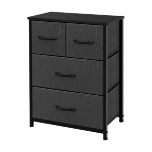 azl1 life concept dresser storage furniture organizer-large standing chest for bedroom, office, entryway, living room and closet-4 removable fabric drawers, dark grey