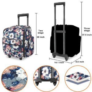 YOREPEK Rolling Craft Bag, Large Roller Scrapbook Tote with Wheels, Water Resistant Scrapbooking Storage Organizer for Scrap Book Stickers Supplies and Tools, Gift for Crafter Artist Teacher, Floral