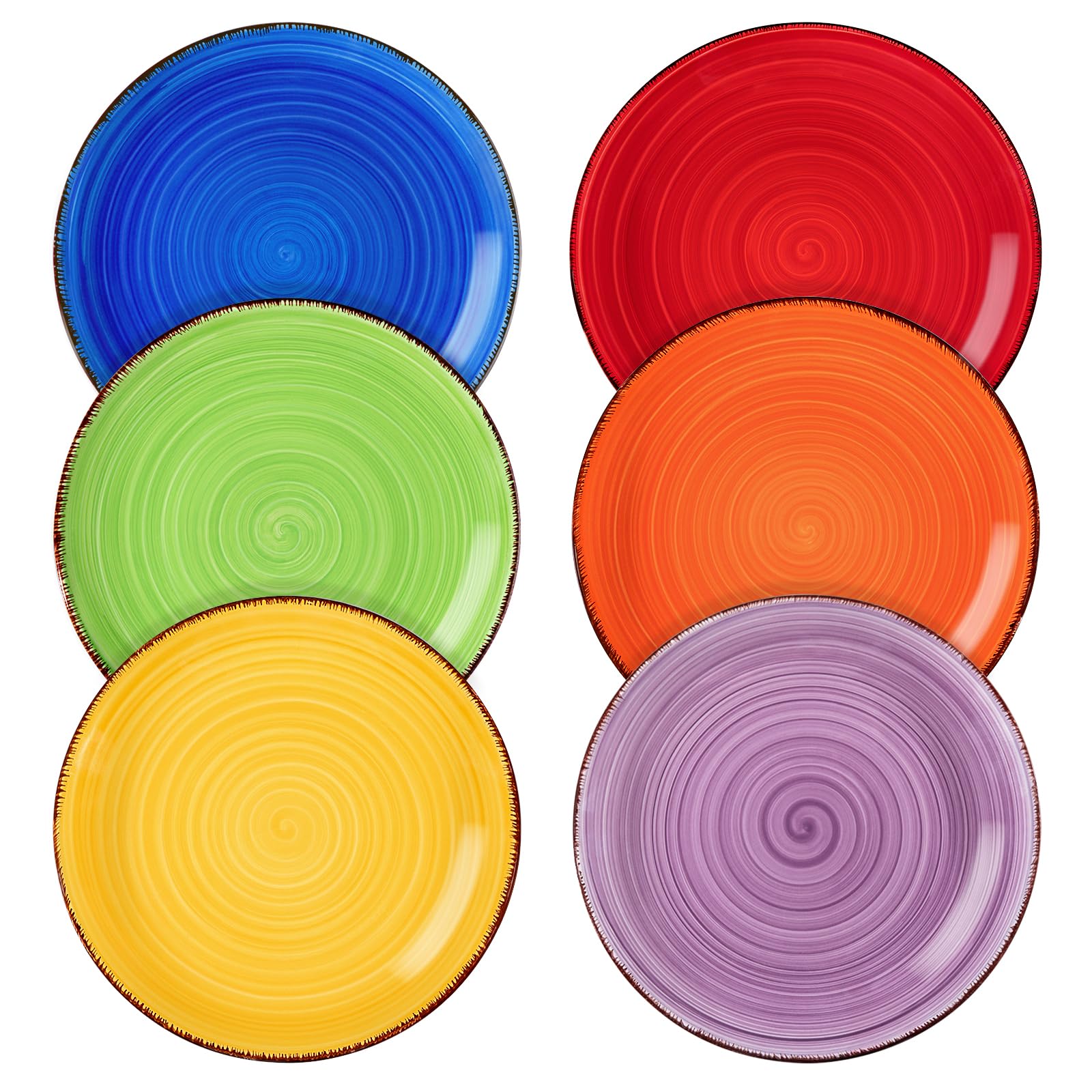 vancasso Bonita Muticolor Salad Plate Set of 6, 7.5 Inch Ceramic Dessert Plate, Dishwasher and Microwave Safe