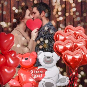 Tayuvira I Love You Balloons And Red Heart Balloons Set ，Heart Balloons Kit With 1000 Pcs Dark-Red Silk Rose .I Love You Decoration For Anniversary Confession Proposal Wedding Valentine Day