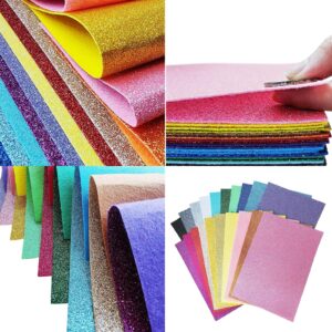 Glitter Felt, Glitter Sheets, 8 x12 inches Felt Glitter for Craft, 20pcs Pack Glitter Felt Fabric Square for for Party Project