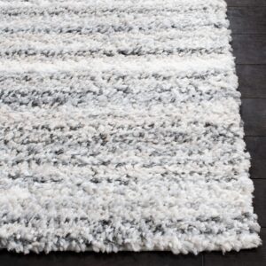 SAFAVIEH Berber Shag Collection Area Rug - 9' x 12', Grey & Ivory, Stripe Design, Non-Shedding & Easy Care, 1.2-inch Thick Ideal for High Traffic Areas in Living Room, Bedroom (BER406F)