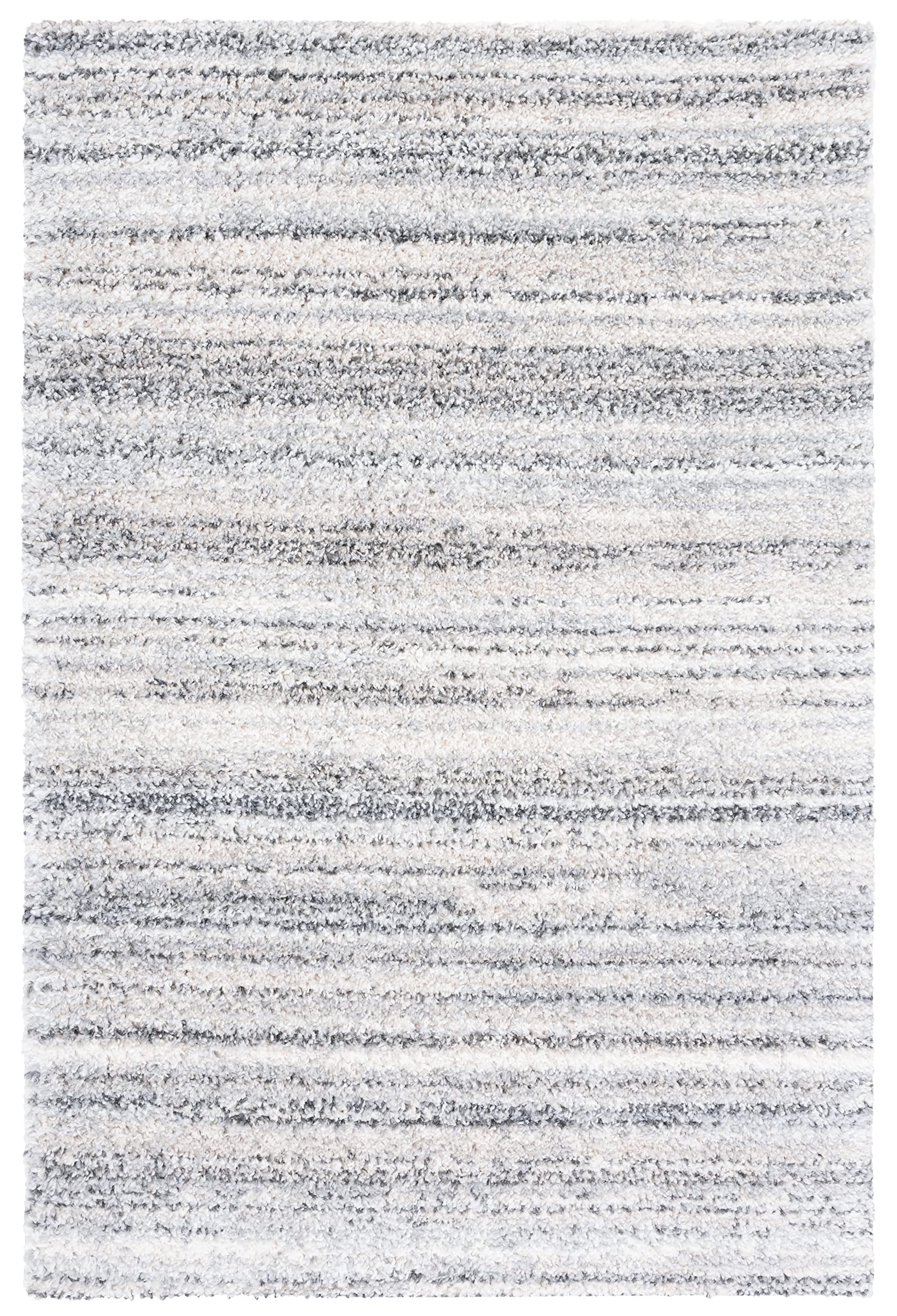 SAFAVIEH Berber Shag Collection Area Rug - 9' x 12', Grey & Ivory, Stripe Design, Non-Shedding & Easy Care, 1.2-inch Thick Ideal for High Traffic Areas in Living Room, Bedroom (BER406F)