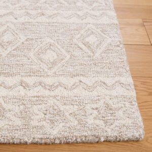 SAFAVIEH Micro-Loop Collection Accent Rug - 2'3" x 5', Beige & Ivory, Handmade Moroccan Boho Tribal Wool, Ideal for High Traffic Areas in Entryway, Living Room, Bedroom (MLP501B)