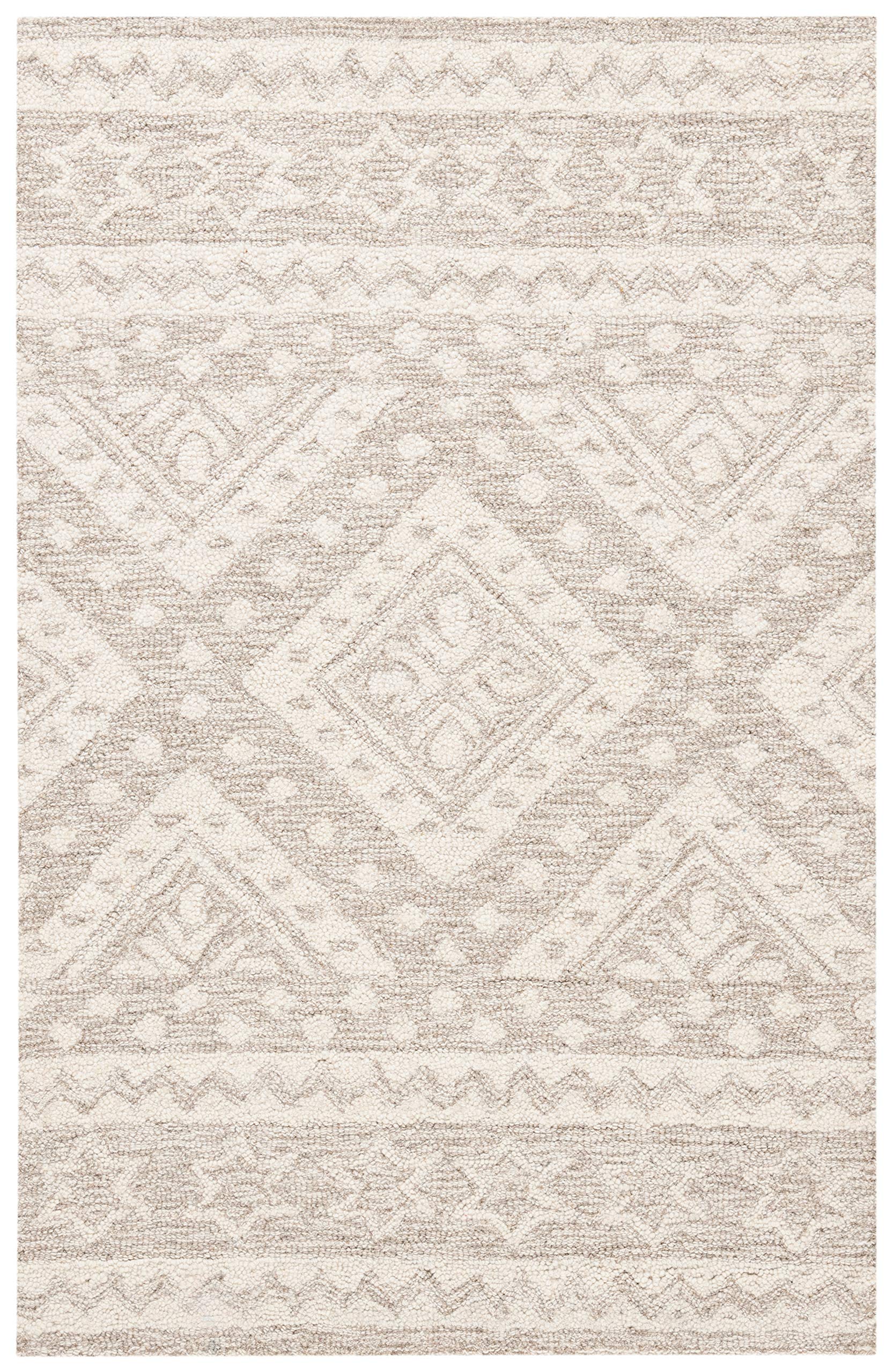 SAFAVIEH Micro-Loop Collection Accent Rug - 2'3" x 5', Beige & Ivory, Handmade Moroccan Boho Tribal Wool, Ideal for High Traffic Areas in Entryway, Living Room, Bedroom (MLP501B)