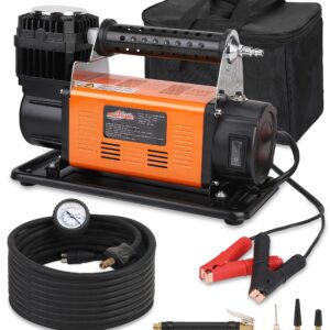 Heavy Duty Portable 12V Air Compressor Kit Inflate 6.35CFM (180L/ Min), Max 150PSI, Off-Road Air Compressor Kit for 4x4 Vehicle RV, Air Pump for ATVS Tire, for Car and SUV Tire, ROAD2SUMMIT