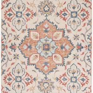 SAFAVIEH Metro Collection Accent Rug - 3' x 5', Beige & Rust, Handmade Wool, Ideal for High Traffic Areas in Entryway, Living Room, Bedroom (MET354B)