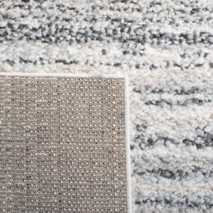 SAFAVIEH Berber Shag Collection Area Rug - 9' x 12', Grey & Ivory, Stripe Design, Non-Shedding & Easy Care, 1.2-inch Thick Ideal for High Traffic Areas in Living Room, Bedroom (BER406F)