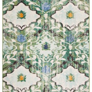 SAFAVIEH Madison Collection Area Rug - 9' x 12', Green & Ivory, Boho Distressed Design, Non-Shedding & Easy Care, Ideal for High Traffic Areas in Living Room, Bedroom (MAD445Y)