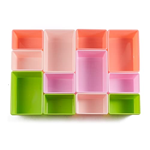 Amazon Basics Kids Toy Storage Organizer With 12 Plastic Bins, White Wood With Pink Bins, 10.9" D x 33.6" W x 31.1" H