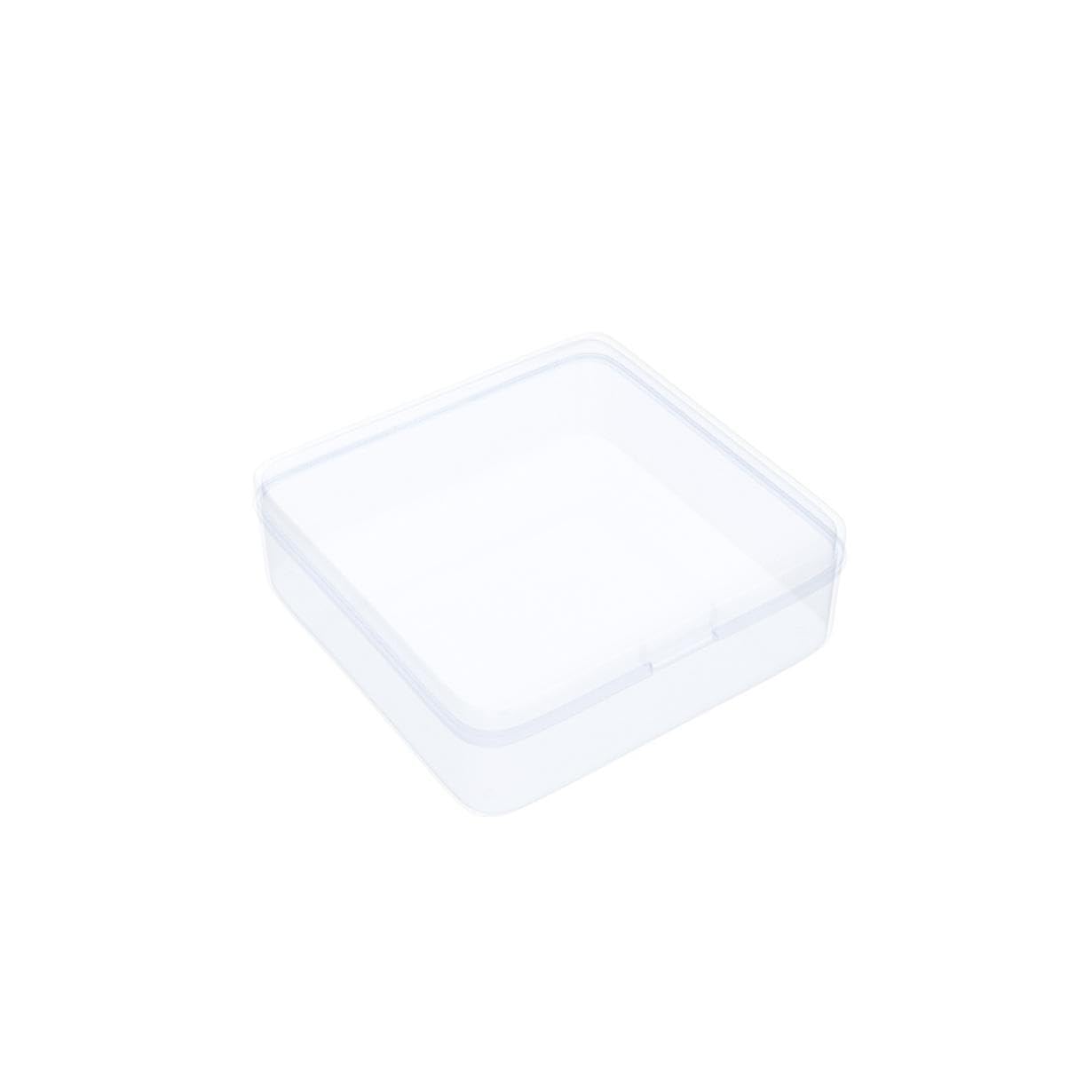 Goodma 4 Pieces Square Empty Mini Clear Plastic Organizer Storage Box Containers with Hinged Lids for Small Items and Other Craft Projects (4.92 x 4.92 x 1.38 inch)