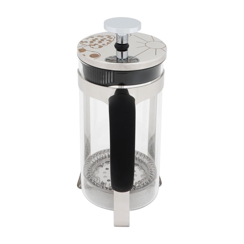 Any Morning French Press Coffee and Tea Maker, Borosilicate Glass Coffee Press, Stainless Steel Filter, Durable and Heat Resistant, Silver (600 ml, 20 oz, 2 Cup)