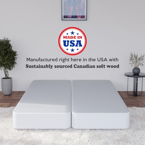 Greaton 4" Split Wood Traditional Box Spring/Foundation For Mattress, Full, White