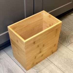 Bam&Boo - Rectangular Bamboo Bin for Storage, Waste, Recycling (11" x 6.5" x 10")