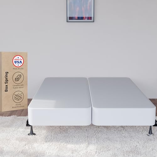 Greaton 8" Split Wood Traditional Box Spring/Foundation For Mattress, Queen, White