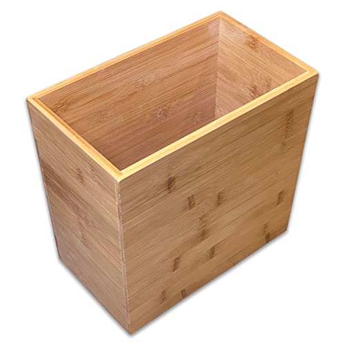 Bam&Boo - Rectangular Bamboo Bin for Storage, Waste, Recycling (11" x 6.5" x 10")