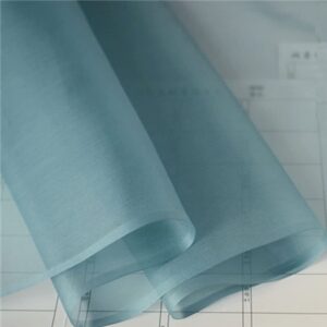 100% mulberry silk organza width 44 inches solid color 5m/m pure silk tulle fabric for wedding diy sewing by the meter (21 lake blue)