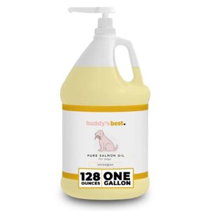 Buddy's Best Salmon Oil for Dogs 1 Gallon (128 Oz) Pump Bottle 100% Pure Norwegian Virtually Odorless Fish Oil