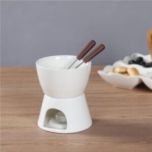 Sizikato Pure White Porcelain Chocolate Fondue Set, 10 Oz