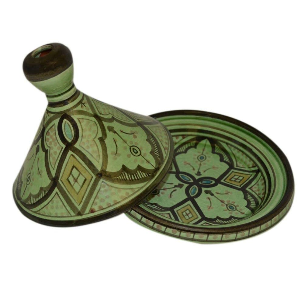 Serving Tagine Handmade Ceramic Tajine Dish Exquisite 10 inches Green