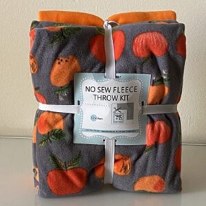 apples on gray anti-pill no-sew throw fleece fabric kit (50x60)