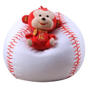 Enfudid Stuffed Animal Storage Bean Bag Chair, 18" Beanbag Covers Only for Organizing Plush Toys, Turns into Bean Bag Seat for Kids When Filled, Baseball Shape