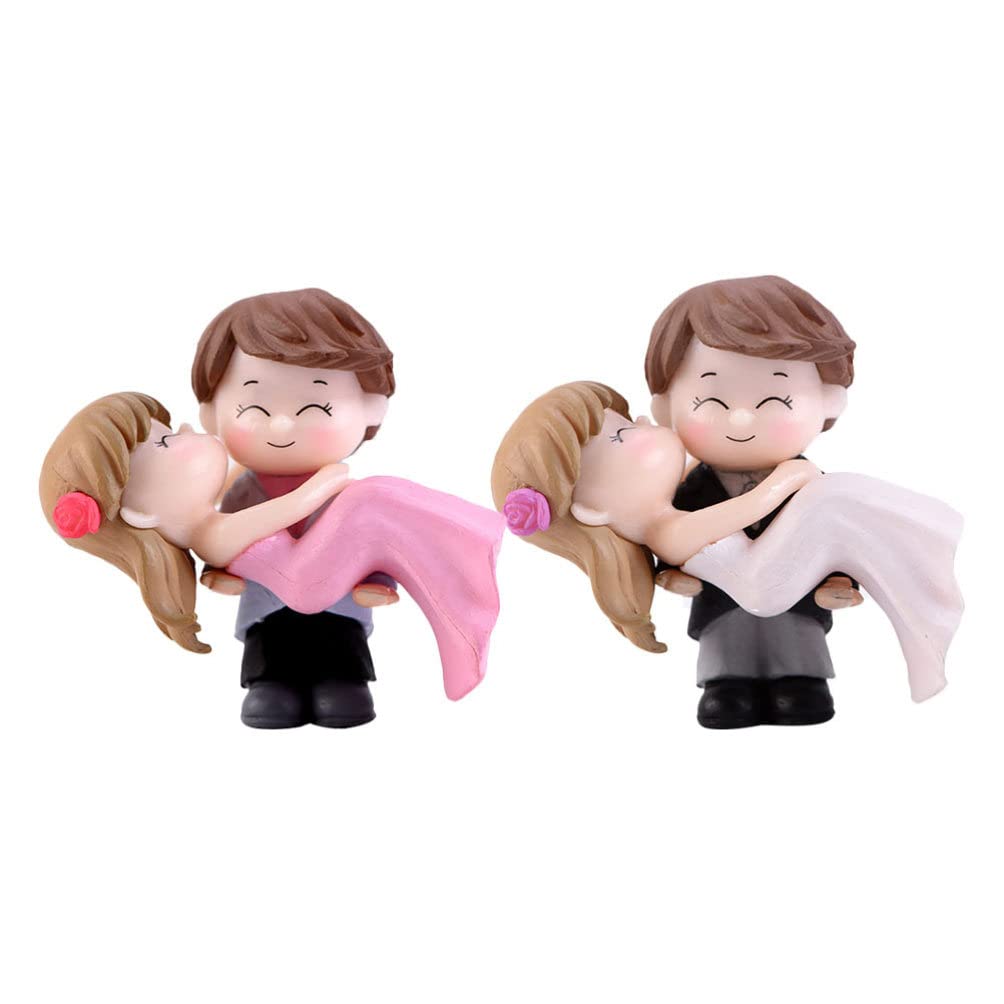 NUOBESTY Cake Ornament Wedding, Groom and Bride Couple Figures Resin Decoration for Wedding Engagement Bridal Shower Ornament 2pcs Wedding Decor