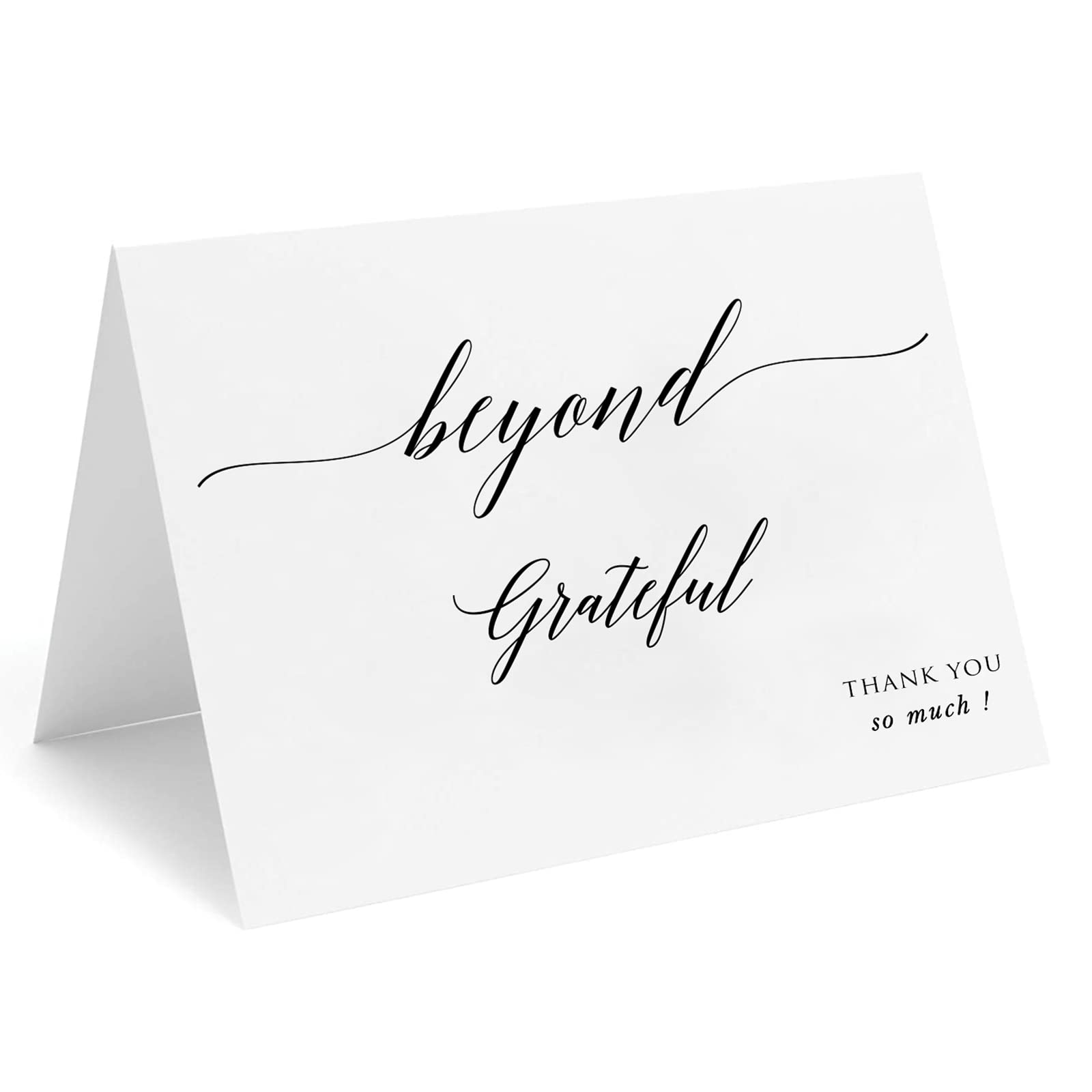 Udoula Beyond Grateful Thank You Cards with Envelopes, Pack of 30, 4x6 Folded, Elegant Fold Over Greetings, Perfect for Wedding, Bridal Shower, Baby Shower, Birthday to say thanks! (Black)