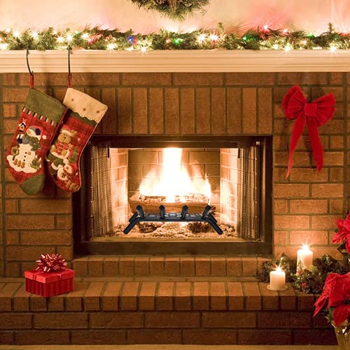 G GOOD GAIN Fireplace Grate with Ember Retainer, 15.5" Heavy Duty Cast Iron Indoor, Chimney Hearth Wood Stove Burning Rack Holder,1/2” Bar Fire Place Asseccories for Outdoor, Fire Pits, Camping.