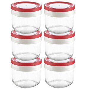 Tribello 10oz Mason Jars Overnight Oats Container With Lid, 6 Pack Glass Canning Jars, Wide Mouth Mason Jars With Lids Plastic Airtight Rubber - Clear Jars for Food - Freezer/Dishwasher Safe