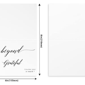 Udoula Beyond Grateful Thank You Cards with Envelopes, Pack of 30, 4x6 Folded, Elegant Fold Over Greetings, Perfect for Wedding, Bridal Shower, Baby Shower, Birthday to say thanks! (Black)