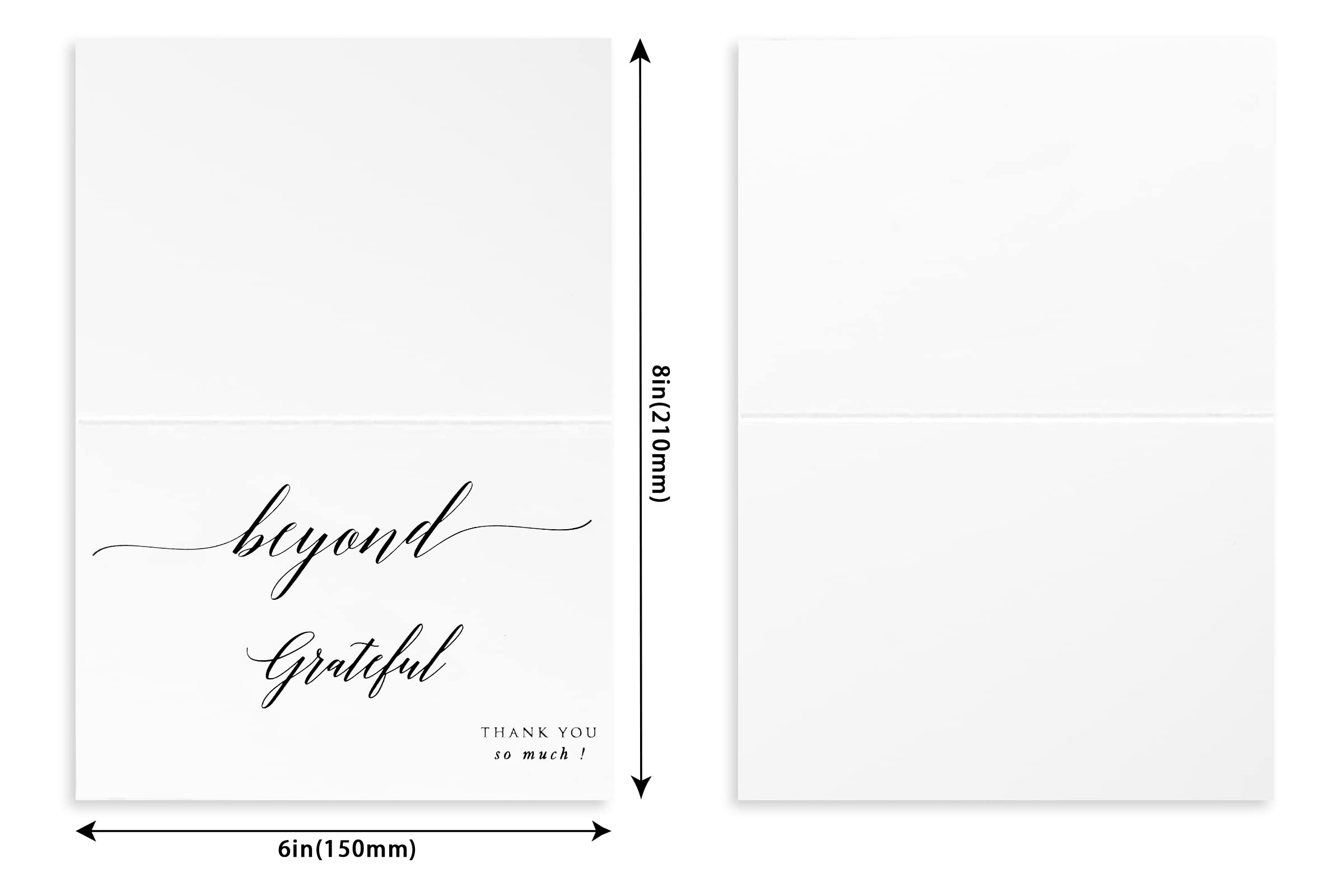 Udoula Beyond Grateful Thank You Cards with Envelopes, Pack of 30, 4x6 Folded, Elegant Fold Over Greetings, Perfect for Wedding, Bridal Shower, Baby Shower, Birthday to say thanks! (Black)