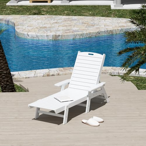 WestinTrends Malibu Poly Reclining Chaise Lounge White