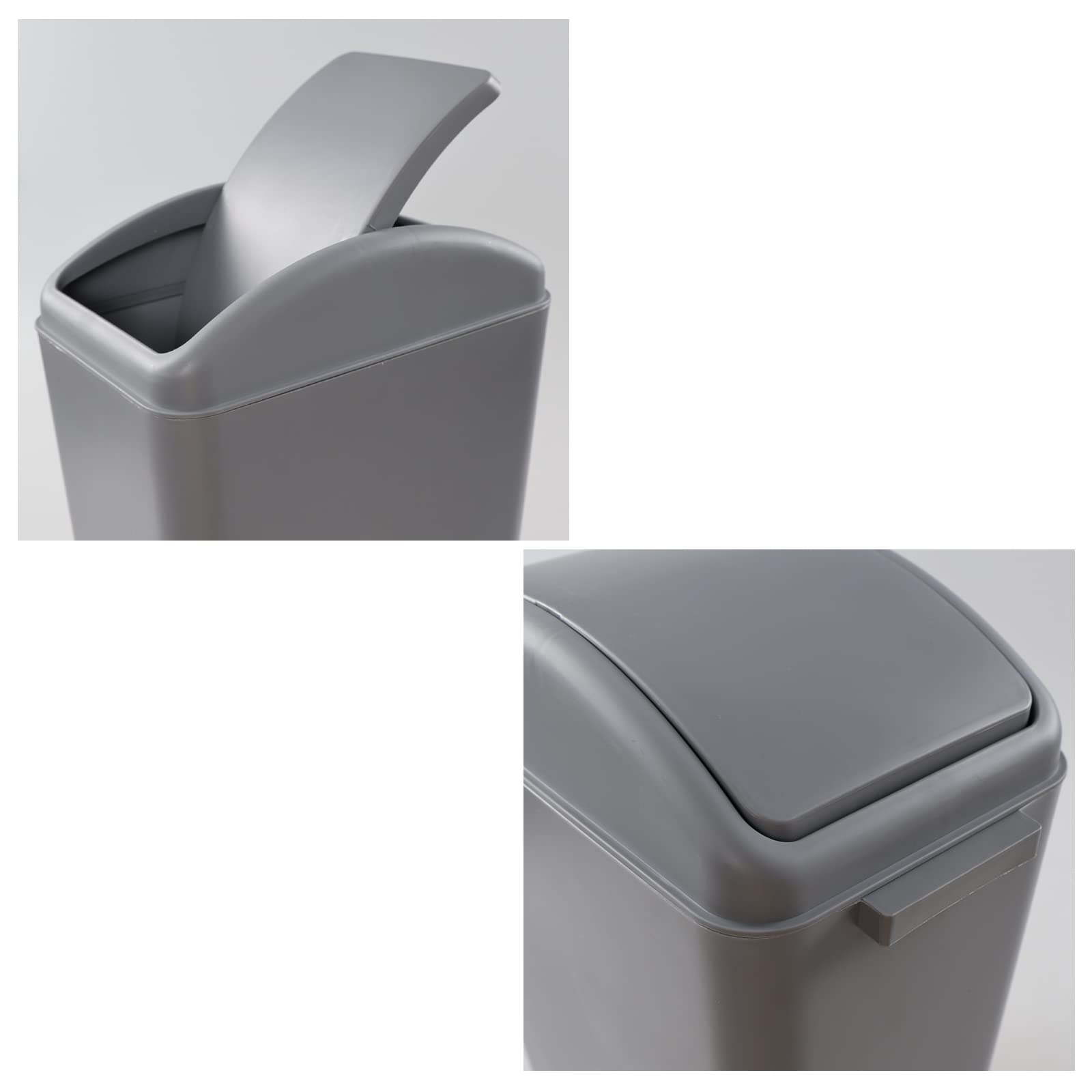 Sosody 3 Pack 4.5 Gallon Plastic Garbage Can with Swing Lid, Swing-top Trash Bin, Gray