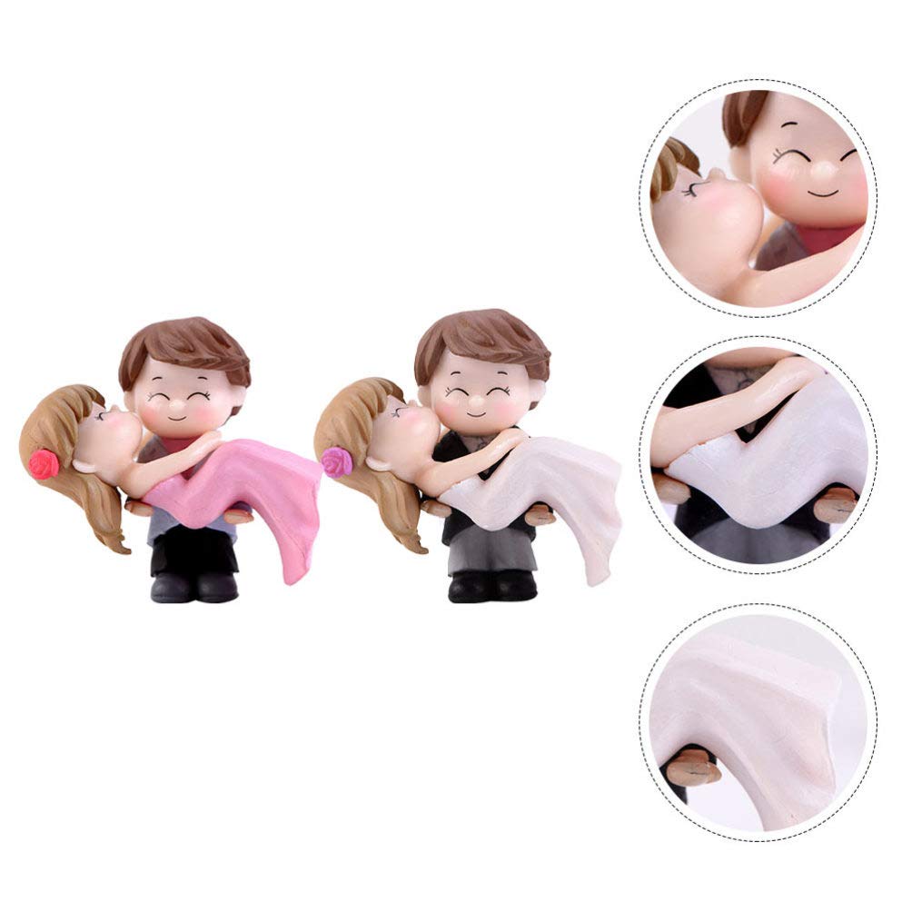 NUOBESTY Cake Ornament Wedding, Groom and Bride Couple Figures Resin Decoration for Wedding Engagement Bridal Shower Ornament 2pcs Wedding Decor